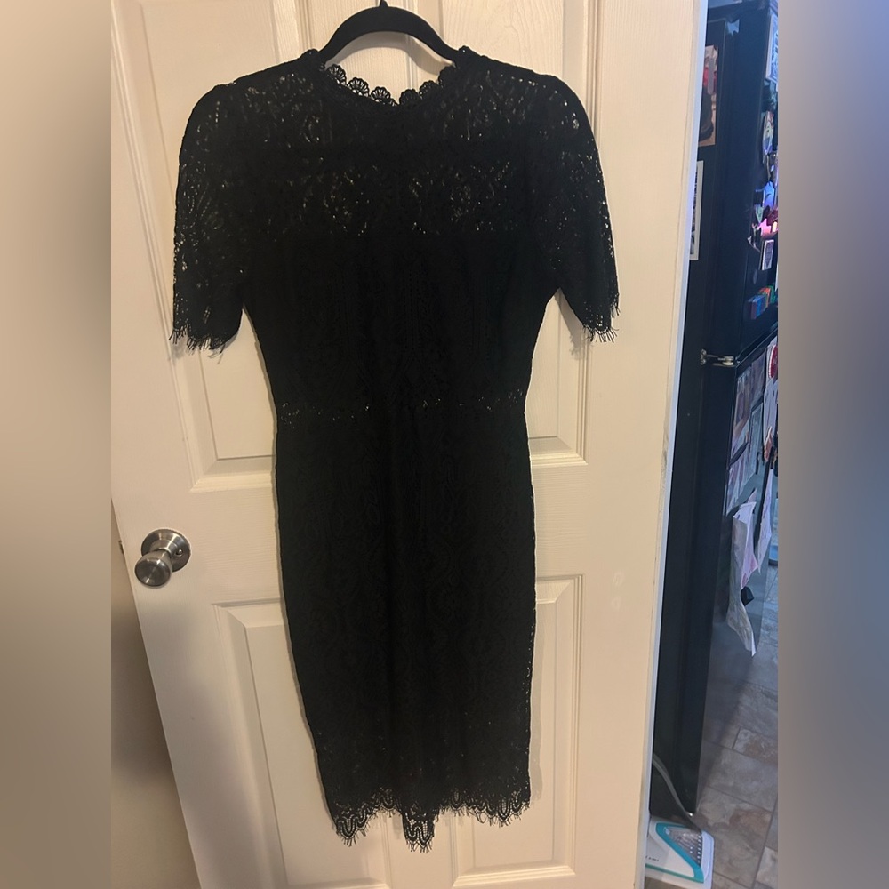 Lulu's Remarkable Black Sheer Lace short sleeve mini dress